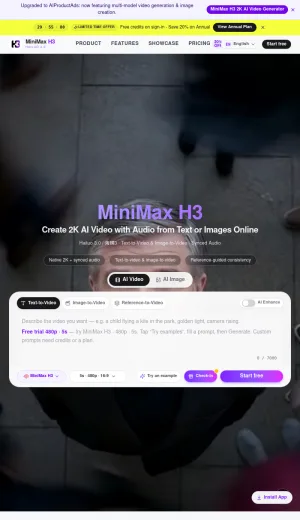 MiniMax H3 AI Video Generator with Synced Audio screenshot
