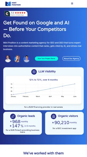 Mint Position Content Marketing Agency screenshot