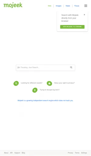 Mojeek Privacy Search Engine screenshot