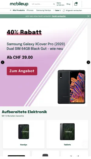 Mobileup Swiss Refurbished Phones and Electronics screenshot