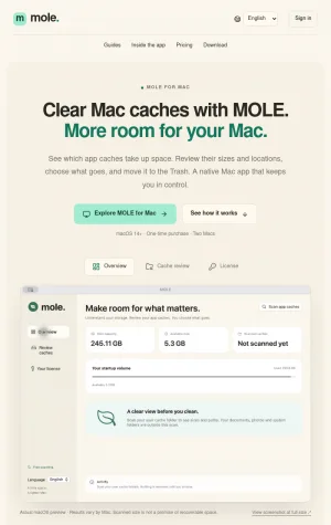 MOLE Mac Cache Cleaner and Storage Manager screenshot