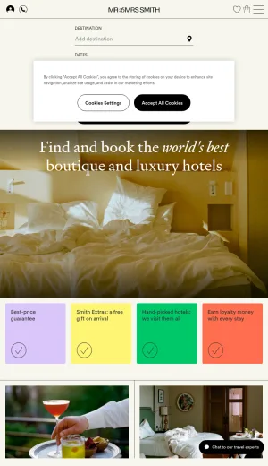Mr and Mrs Smith Boutique and Luxury Hotel Booking screenshot