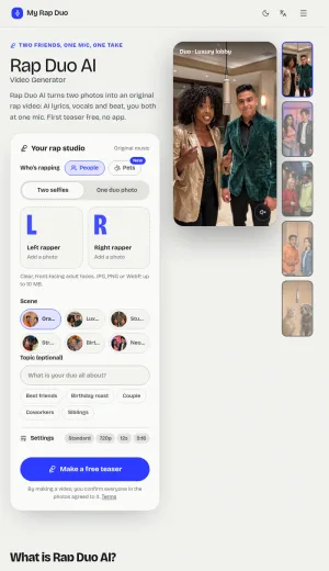 AI Rap Video Generator from Two Photos screenshot