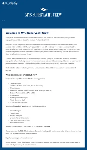 Superyacht Crew and Private Residence Staffing Recruitment screenshot