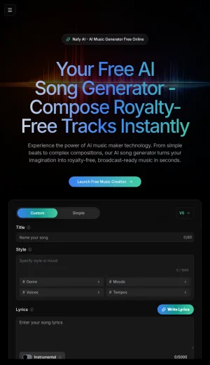 Nafy AI Music Generator and Editing Tool screenshot