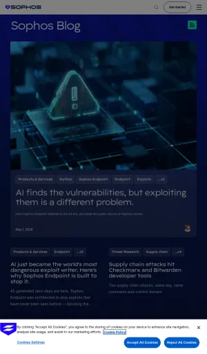 Sophos Cybersecurity Blog and Threat Research screenshot