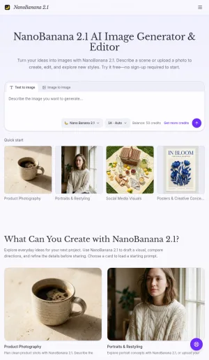 NanoBanana 2.1 AI Image Generator and Photo Editor screenshot