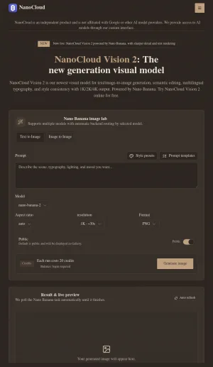NanoCloud AI Image Generator and Editor screenshot