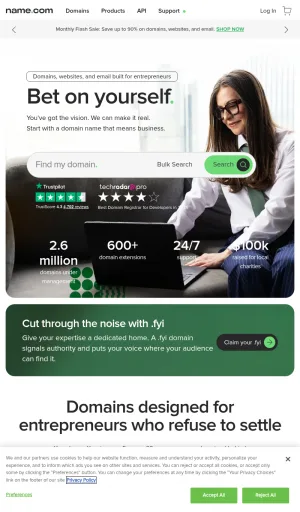 Name.com Domain Registration and Website Services screenshot