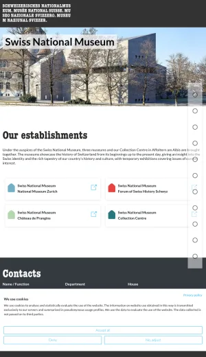 Swiss National Museum: Swiss History, Collections and Exhibitions screenshot