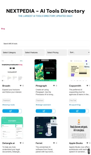 NextPedia AI Tools Directory and Reviews screenshot