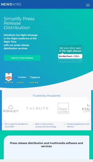 Newswire Press Release Distribution and Media Outreach Platform screenshot