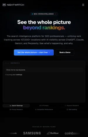 Nightwatch Search Intelligence Platform for SEO and AI Visibility screenshot
