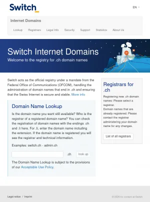 Swiss Domain Registry for .ch and .li screenshot