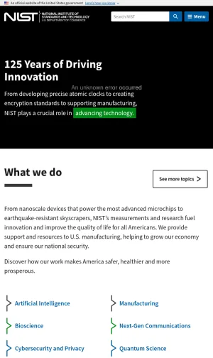 National Institute of Standards and Technology screenshot