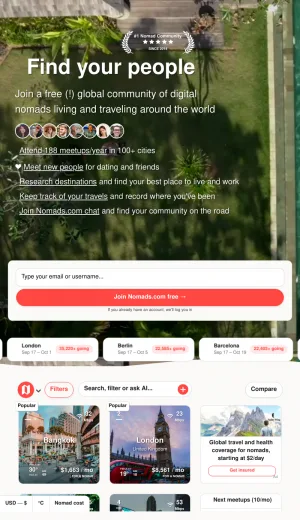 Digital Nomad Community and Remote Work Destinations screenshot