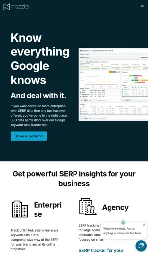 Nozzle SEO Rank Tracker and SERP Monitoring Platform screenshot