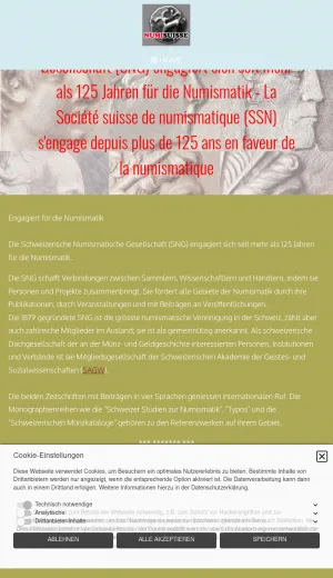 Swiss Numismatic Society screenshot