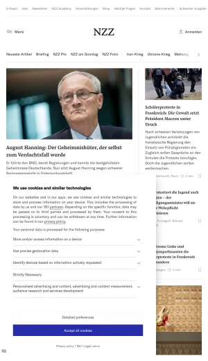 NZZ Swiss News, Analysis, Opinion, and Reporting screenshot