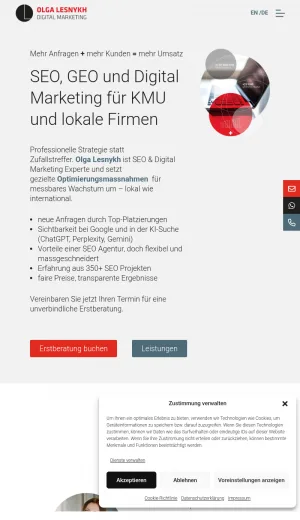 Olga Lesnykh SEO and Digital Marketing in Switzerland screenshot