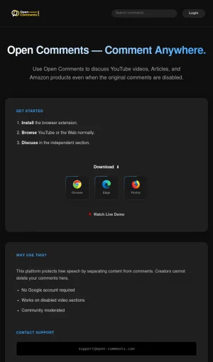 Open Comments Browser Extension for Independent Discussions screenshot
