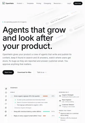 OpenHelm AI Agents for Product Growth and Support screenshot