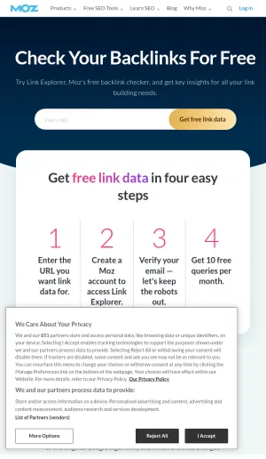 Moz Link Explorer Backlink Analysis and Link Research Tool screenshot