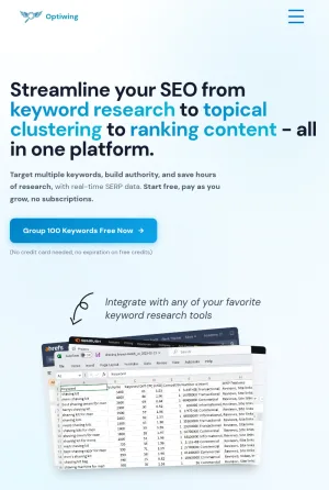 Optiwing SEO Keyword Research and SERP Analysis Platform screenshot