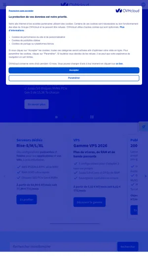 OVHcloud France Cloud Hosting and Infrastructure Services screenshot