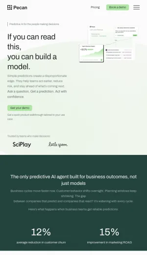 Pecan AI Predictive Analytics Software screenshot