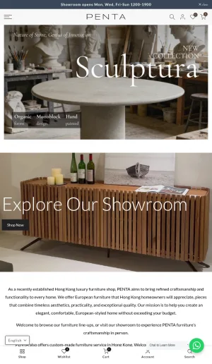 Penta Living Custom Furniture Store in Hong Kong screenshot