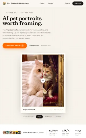 AI Pet Portrait Generator screenshot