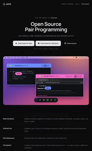 Petal Open Source Pair Programming and Screen Sharing screenshot