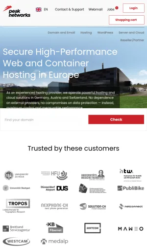 Peak Networks European Web Hosting and Cloud Infrastructure screenshot