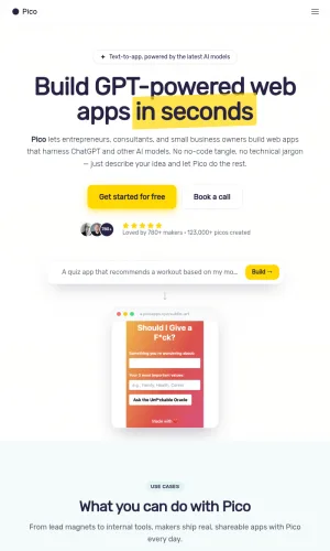 Pico AI Text to App Builder screenshot
