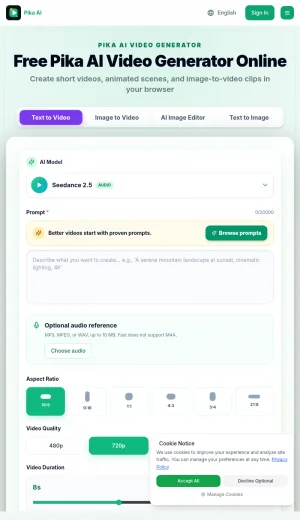Pika AI Video Generator for Text and Image to Video screenshot