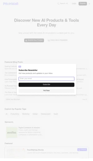 PitchWall AI Products and Tools Directory screenshot
