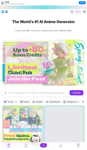 PixAI Anime AI Art Generator screenshot