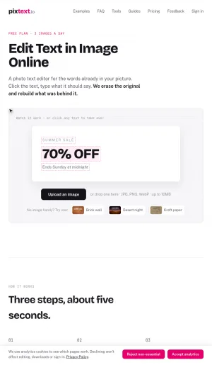 PixText Online Photo Text Editor and Text Removal Tool screenshot