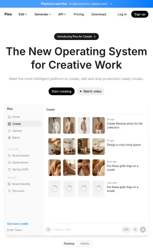 Pixa AI Photo and Video Editing Platform screenshot