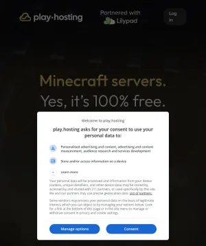 Free Minecraft and Hytale Game Server Hosting screenshot
