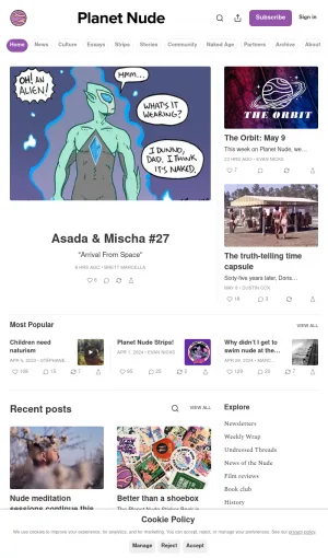 Planet Nude Newsletter on Nudity in History, Art, and Culture screenshot