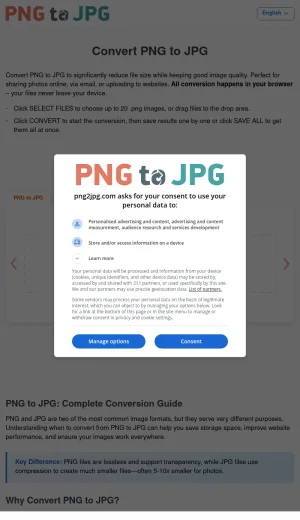PNG to JPG Browser-Based Image Converter screenshot