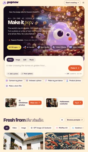PopNow AI Creative Studio for Video, Images, Music, and Ads screenshot