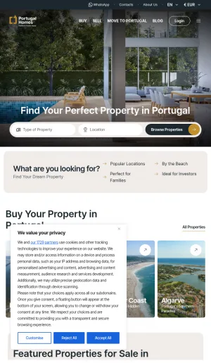 Portugal Homes Real Estate Agency in Portugal screenshot