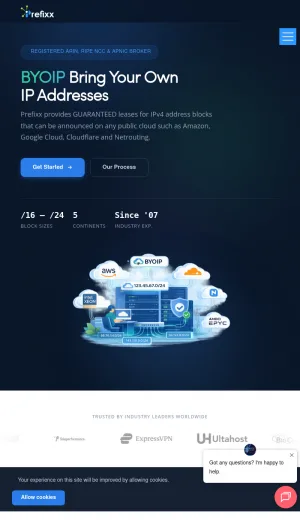 Prefixx IPv4 Brokerage and Leasing Services screenshot