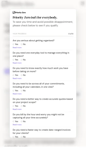 Priority-Zero Project and Business Management Platform screenshot