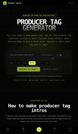 AI Producer Tag Generator for Music Creators screenshot