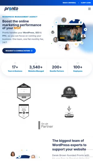 Pronto Marketing WordPress Management Agency screenshot