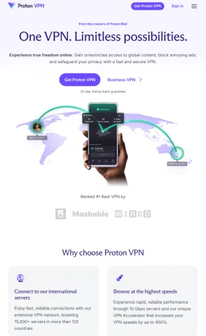 Proton VPN Secure Private Internet Access screenshot
